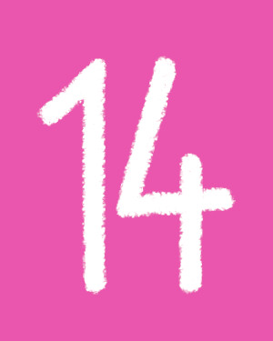 Weiße Kreidevierzehn auf Rosapink