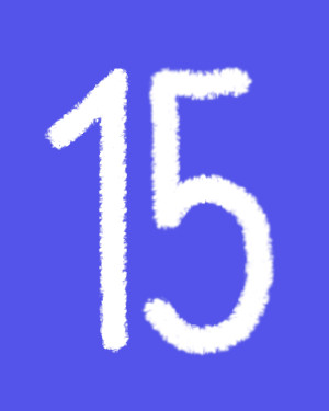 Weiße Kreidefünfzehn auf Royalblau