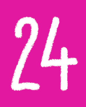 Weiße Kreidevierundzwanzig auf Pink