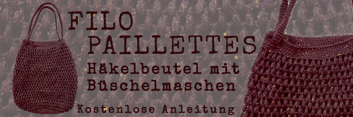 Brauner Häkelbeutel mit kleinen kupferfarbenen Pailletten