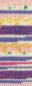 Preview: Farbmuster der Landlust Die Sockenwolle Farbe 721 Rosa/Ecru/Grün/Blauviolett/Safrangelb/Pink/ Fuchsia Gestreif