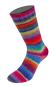 Preview: Socke aus Meilenweit 100 Fontana Farbe 5453 Frühlingsgrün/Rostrot/Blauviolett/Zyklam/ Blau/Royal/Fuchs