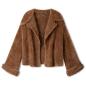 Preview: Nougatfarbene Pelzjacke mit Kragen und Revers