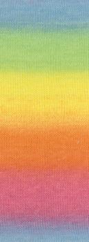 Preview: Farbmuster von der Cool Merino Big Color Farbe 4036 Graugrün/Grüngelb/Orange/Flieder/Hellgrau