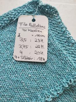 Filo Paillettes Strickprobe Info