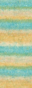 Preview: Farbverlauf der Gomitolo Mambo Farbe 2040 Türkis/Frühlingsgrün/Grünbeige/Maisgelb