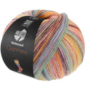 Preview: Knäuel der Meilenweit Cashmere 100 Inverno Farbe 121 Flieder/Hellblau/Gelb/Orange/Limette/Altrosa/Rot/Camel/Taupe/Türkis