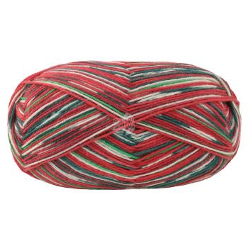 Preview: Ein Knäuel Meilenweit Merino 100 Christmas Farbe 6798  Dunkelgrün/Weiß/Rot/Hellgrün/ Dunkelrot