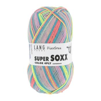 Ein Knäuel Super Soxx Disco Farbe 518 Rosa/Türkis/Lime