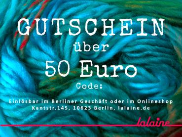 Preview: Gutscheinkarte Motiv 3 - Detailaufnahme handgefärbter Strang im Hintergrund