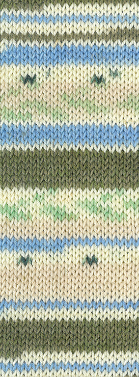 722 Waldgrün/Ecru/Himmelblau/Hellbeige/Jade Gestreift / mit Jacquard 