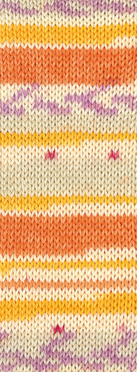 723 Gelb-/Rotorange/Creme/Flieder/Zartbeige/ Lachsorange/Rot Gestreift / mit Jacquard 
