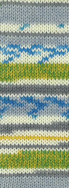 724 Apfelgrün/Senfgelb/Ecru/Hell-/Mittelgrau/ Jeansblau Gestreift / mit Jacquard 