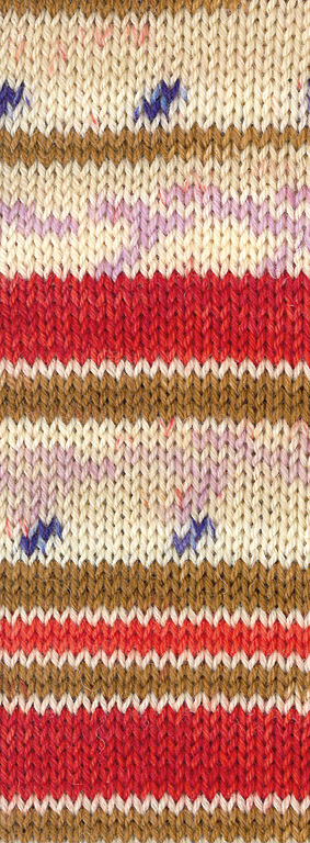 725 Orient-/Erdbeerrot/Ecru/Braun/Rosa/Flieder/ Hellbeige/Dunkelblau Gestreift / mit Jacquard 
