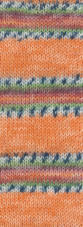 141 Orange/Hell-/Dunkelgrau/Braunorange/Hellgrün/ Erika/Brombeer/Graubraun gestreift 
