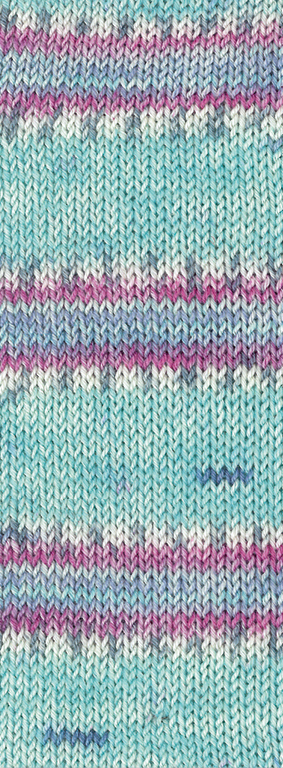 142 Mint/Türkis/Weiß/Grau/Hellblau/Fuchsia gestreift 