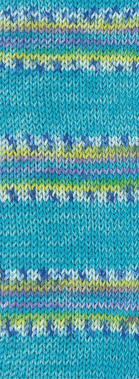 144 Türkis/Weiß/Blau/Zitrusgelb/Veilchenblau/Pistazie gestreift 