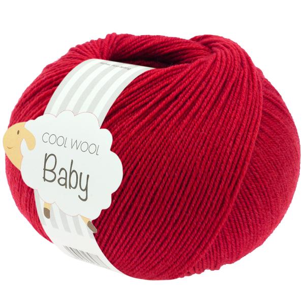 Ein Knäuel Cool Wool Baby in Farbe 343 Kirschrot