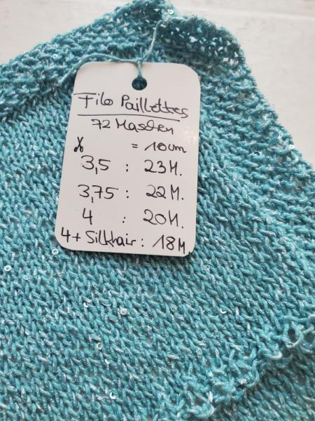 Filo Paillettes Strickprobe Info