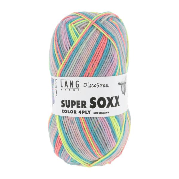 Ein Knäuel Super Soxx Disco Farbe 518 Rosa/Türkis/Lime